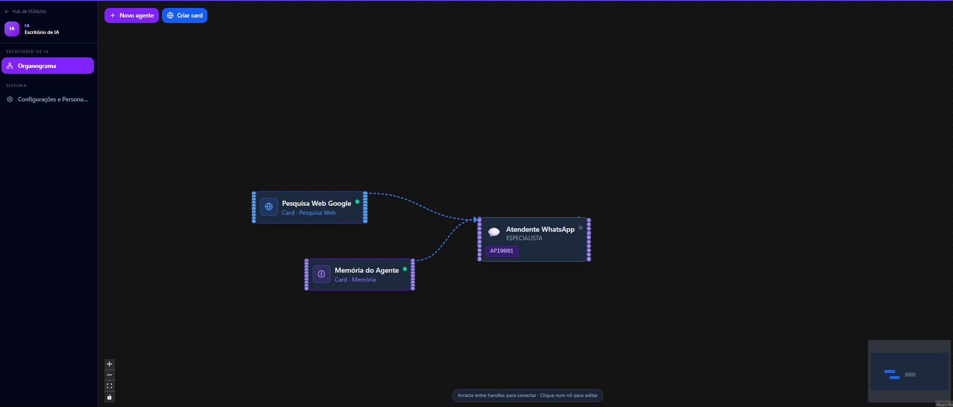 Construtor visual de agentes sem código
